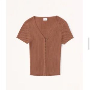 Short Sleeve Hook & Eye Cardigan Abercrombie